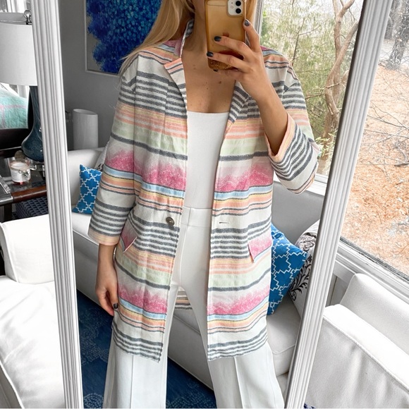🌷 ALBA MODA WHITE MULTI STRIPE SPRING JACKET! - Picture 2 of 15